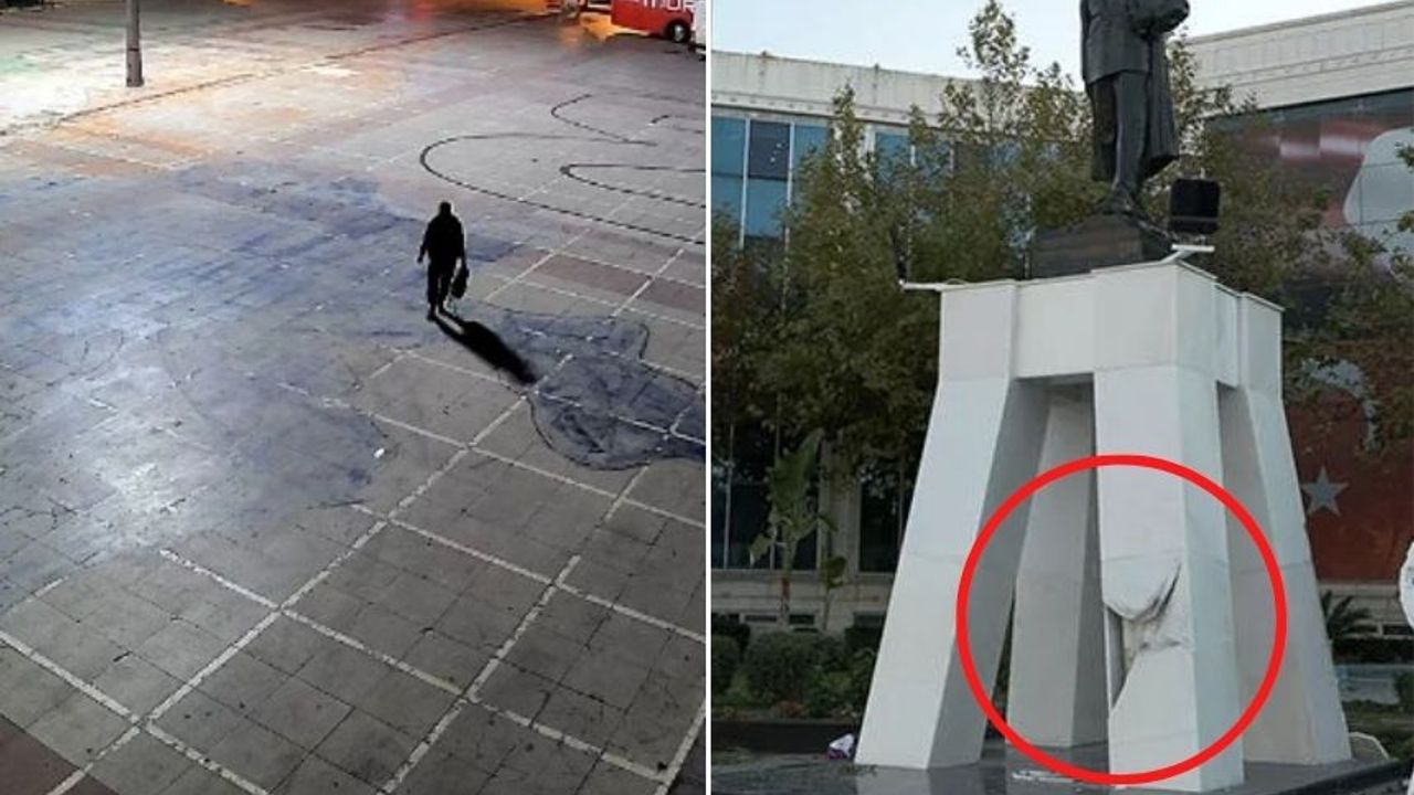 Atatürk Anıtı'na 'balyozlu' saldırı!