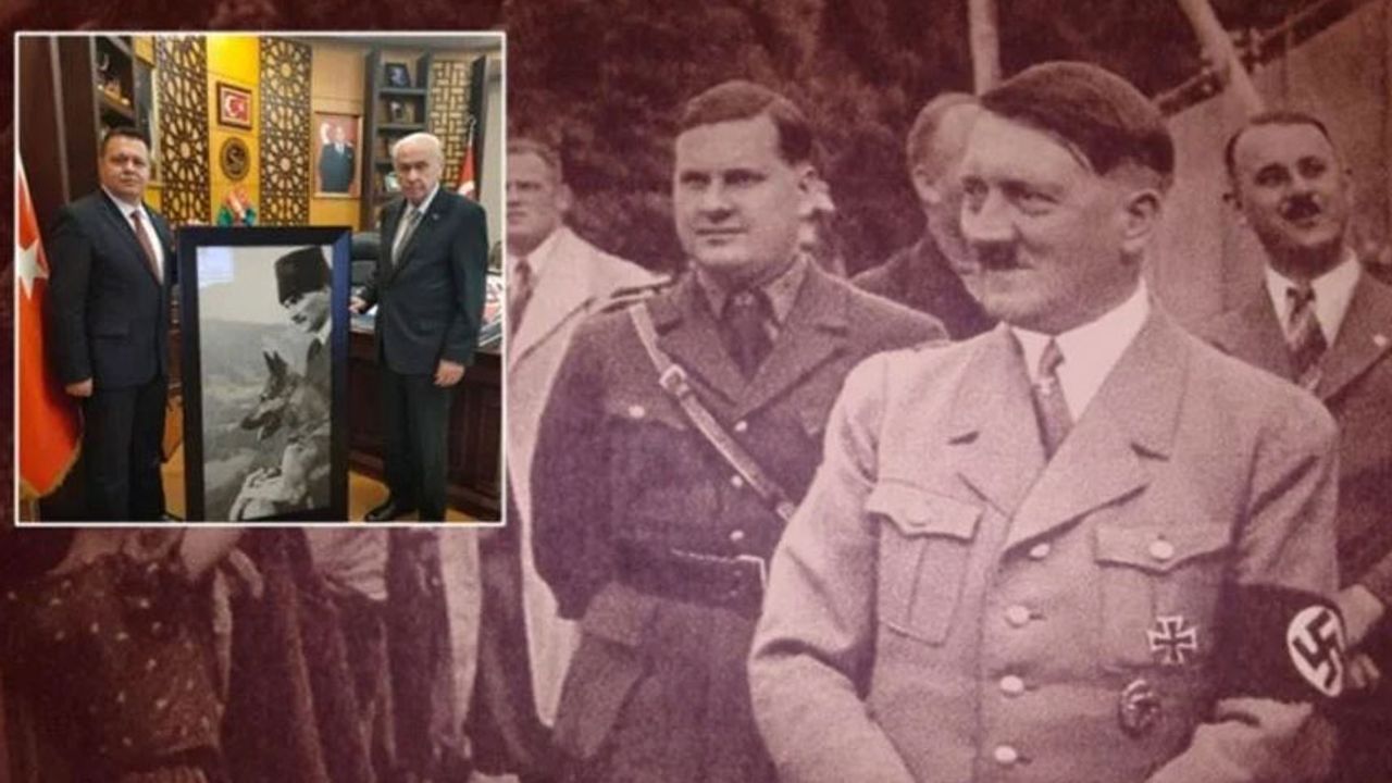 MHP'li başkan Hitler’in ‘Atatürk' montajlı fotoğrafını Bahçeli’ye hediye etti