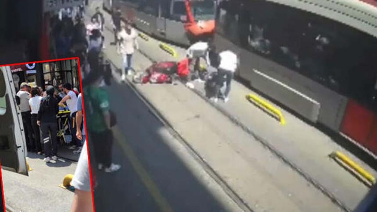 Sirkeci'de motorsiklet sürücüsü yayaya çarptı!