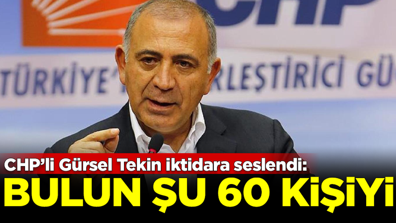 CHP'li Gürsel Tekin'den AK Parti iktidarına çağrı: Bulun şu 60 kişiyi