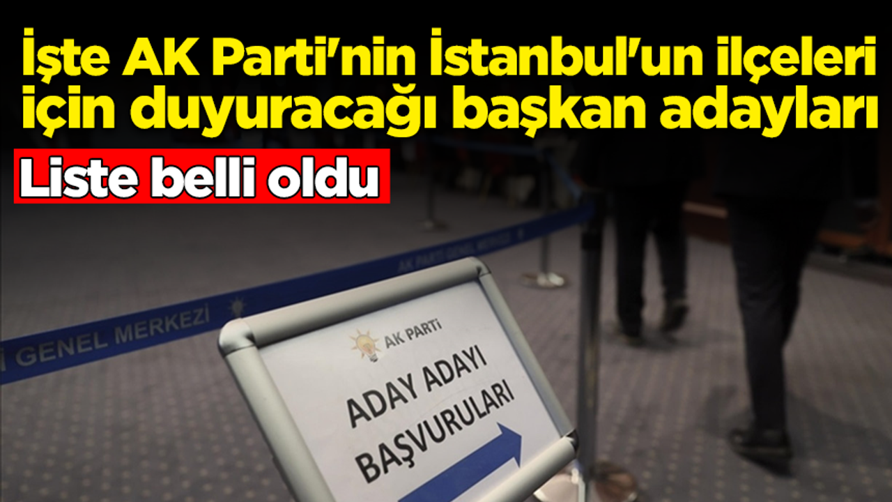 Liste belli oldu: İşte AK Parti'nin İstanbul'un ilçeleri için duyuracağı başkan adayları
