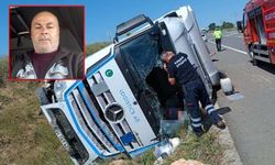 Edirne'de devrilen TIR'ın şöförü hayatını kaybetti!