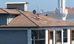 Çatıda çıplak güneşlenen adam, polis sirenini duyunca kaçtı