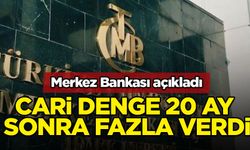 TCMB: Cari işlemler hesabı 20 ay sonra fazla verdi