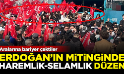 Erdoğan'ın İzmir mitinginde haremlik-selamlık uygulaması! Kadın ve erkeklerin arasına bariyer çektiler