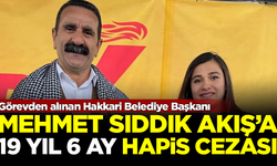 Görevden alınan Hakkari Belediye Başkanı Mehmet Sıddık Akış'a, 19 yıl 6 ay hapis cezası