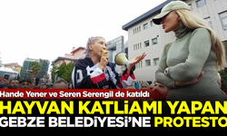 Hande Yener ve Seren Serengil'den, hayvan katliamı yapan AKP'li Gebze Belediyesi önünde protesto