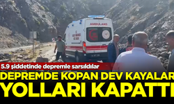 Malatya depreminde kopan dev kayalar, mahalle yollarını kapattı