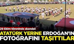 Skandal! Atatürk'ün fotoğrafı yerine Erdoğan'ın fotoğrafı taşıtıldı