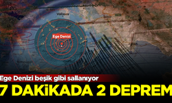 Ege Denizi beşik gibi sallanıyor! 7 dakikada 2 deprem