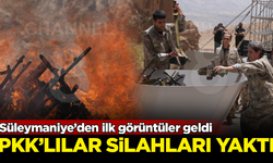 Süleymaniye’den ilk görüntüler geldi! PKK'lılar silahlarını böyle yaktı
