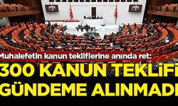 Muhalefetin kanun tekliflerine anında ret: 300 kanun teklifi gündeme alınmadı
