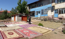 Güvercinleri için evinin bahçesine 40 halı serdi