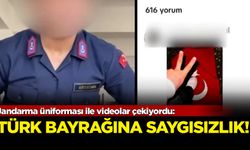 Jandarma üniforması ile videolar çekiyordu: Türk bayrağına saygısızlık!