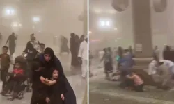 Medine'de kum fırtınası paniği! Mescid-i Nebevi'de görüş mesafesi düştü