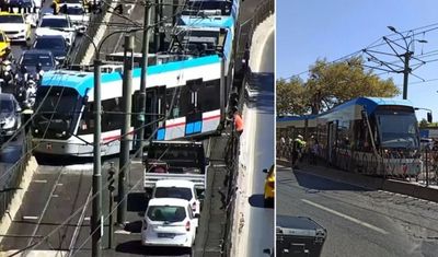 Beyoğlu'nda tramvay raydan çıktı: Yolcular tahliye edildi