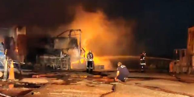 Kocaeli'de asfalt eritme tankında patlama