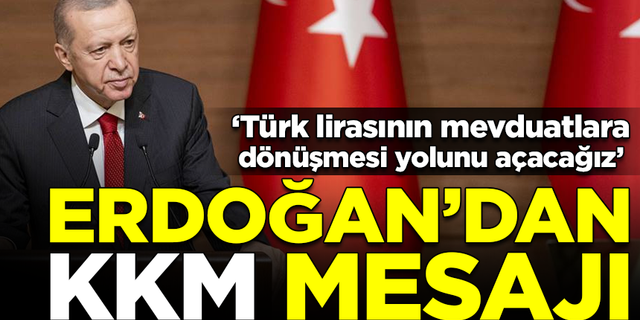 Erdoğan'dan KKM mesajı: Türk lirasının mevduatlara dönüşmesinin yolunu açacağız