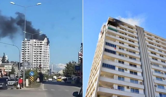 Adana'da 14 katlı apartmanda yangın!