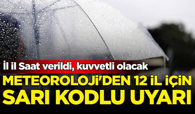 Meteoroloji'den 12 il için sarı kodlu uyarı: Saat verildi, kuvvetli olacak