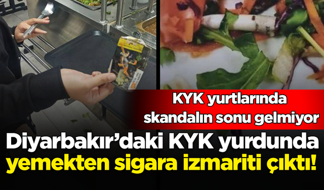 Diyarbakır’daki KYK yurdunda yemekten sigara izmariti çıktı!