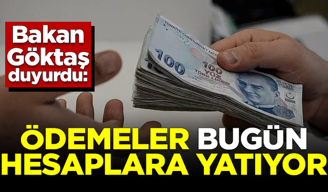 Aile Bakanı Göktaş açıkladı: Ödemeler bugün hesaplara yatıyor