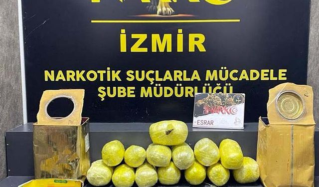 Peynir tenekelerinden 9 kilo 605 gram esrar çıktı