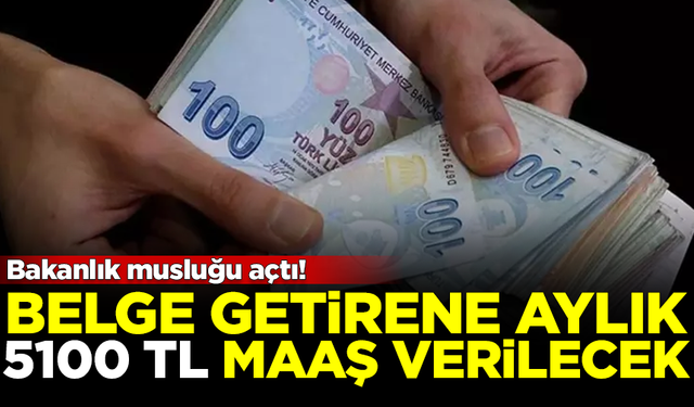 Bakanlık musluğu açtı! Belgesini getirenlere 5100 TL maaş verilecek