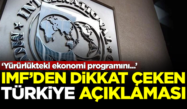 IMF'den Türkiye açıklaması: Programı destekliyoruz
