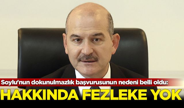 Soylu'nun dokunulmazlık başvurusunun nedeni belli oldu: Hakkında fezleke yok