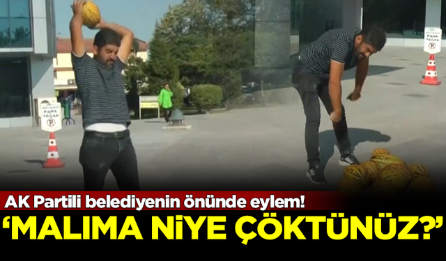 AK Partili belediyenin önünde eylem! 'Malıma niye çöktünüz?'