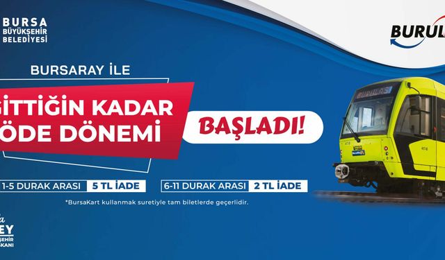 Bursa'da toplu ulaşımda ‘Gittiğin kadar öde’ dönemi