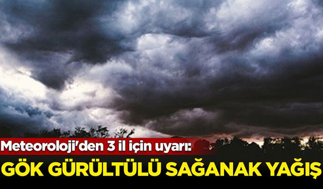 Meteoroloji'den 3 il için uyarı: Gök gürültülü sağanak yağış