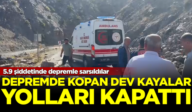 Malatya depreminde kopan dev kayalar, mahalle yollarını kapattı