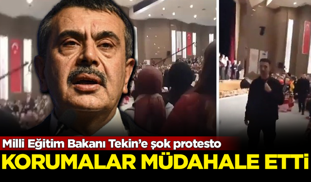 Milli Eğitim Bakanı Yusuf Tekin'e şok protesto! Korumalar anında müdahale etti