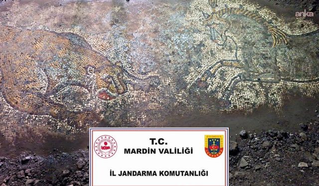 Mardin’in Derik ilçesinde 1500 yıllık Roma dönemi mozaiği ele geçirildi