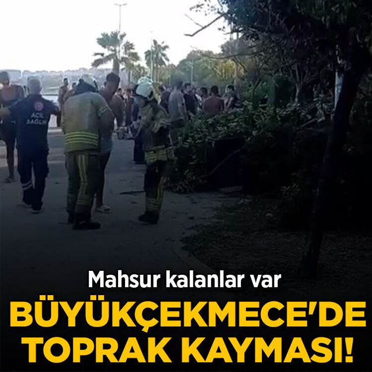 Büyükçekmece'de toprak kayması! Mahsur kalanlar var