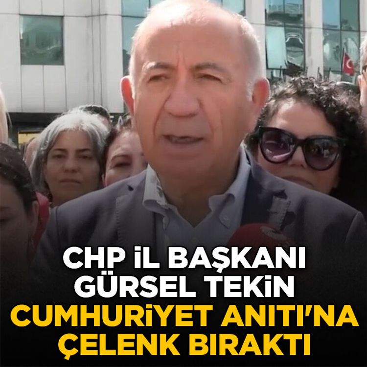 CHP İl Başkanı Gürsel Tekin, Cumhuriyet Anıtı'na çelenk bıraktı
