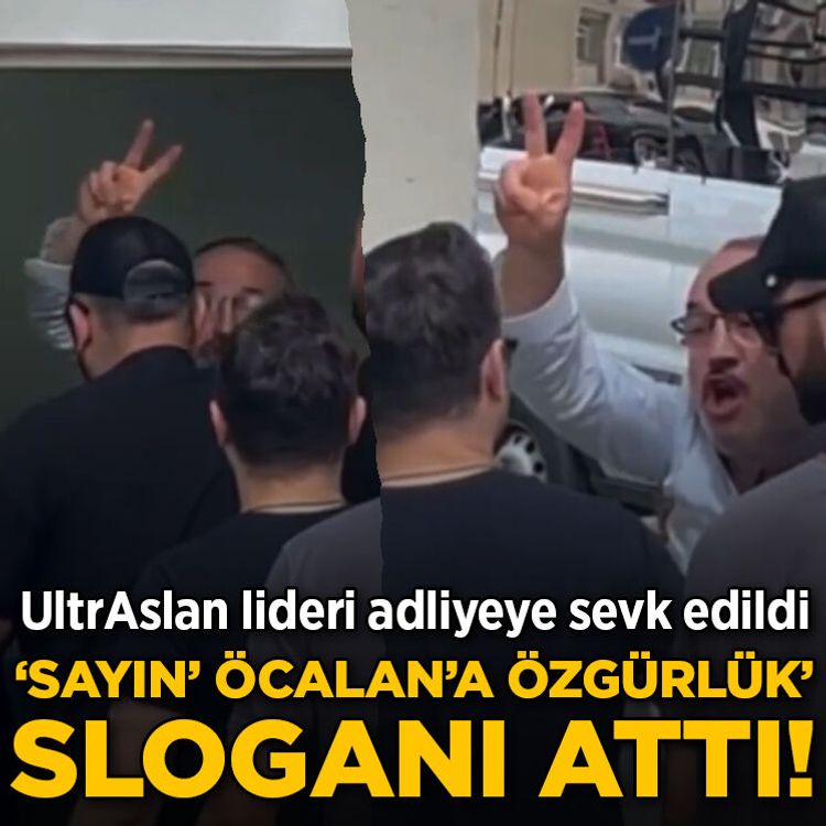 Son Dakika... UltrAslan tribün lideri Sebahattin Şirin adliyeye sevk edilirken 'Öcalan'a özgürlük' sloganı attı