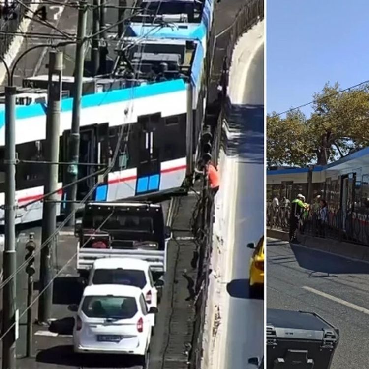 Beyoğlu'nda tramvay raydan çıktı: Yolcular tahliye edildi