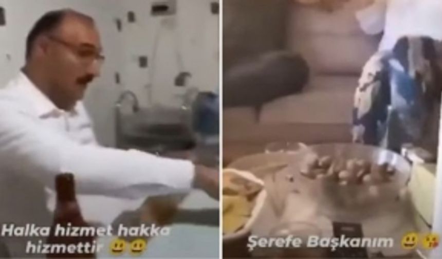 AK Partili Başkan alkol masasında: Halka hizmet hakka hizmettir!