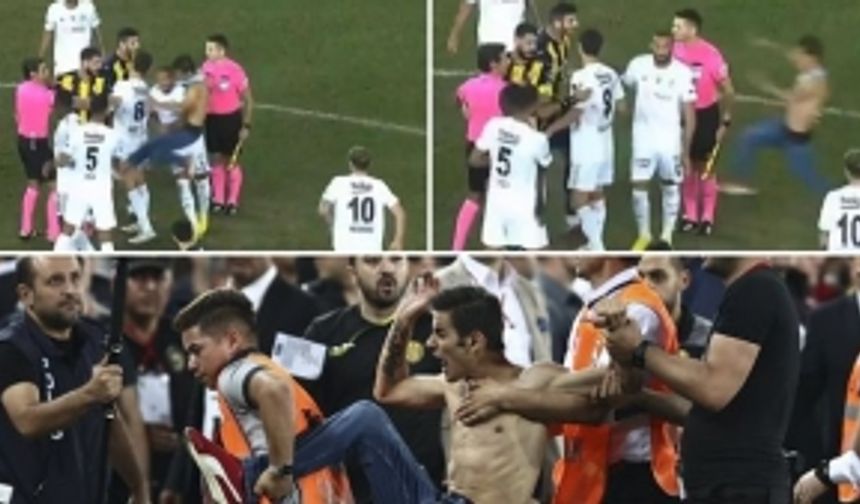 Süper Lig'de skandal... MKE AnkaragücüLlü holigan Beşiktaşlı yıldıza uçan tekme