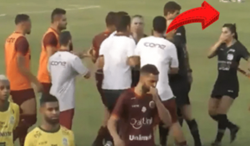 Futbol maçında skandal görüntüler! Kadın hakeme kafa attı