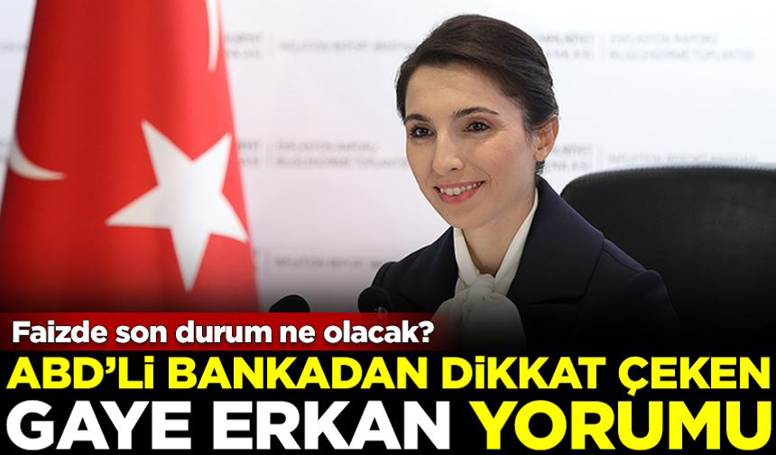 ABD'li bankadan dikkat çeken Hafize Gaye Erkan yorumu