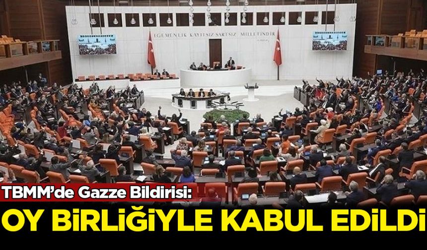 TBMM Genel Kurulu'nda Gazze ile ilgili bildiri oybirliğiyle kabul edildi