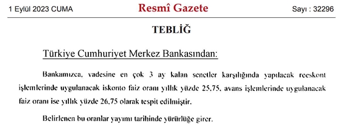 resmi gazete tcmb faiz