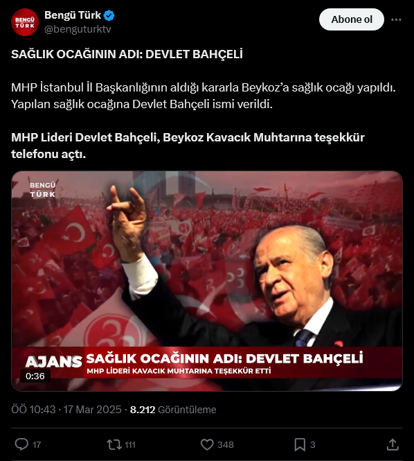 Screenshot 2025 03 17 At 14 14 59 1 Xte Bengu Turk Saglik Ocaginin Adi Devlet Bahceli Mhp Istanbul Il Baskanliginin Aldigi Kararla Beykoza Saglik Ocagi Yapildi Yapilan Saglik Ocagina Devlet Bahceli Ismi Verildi Mh